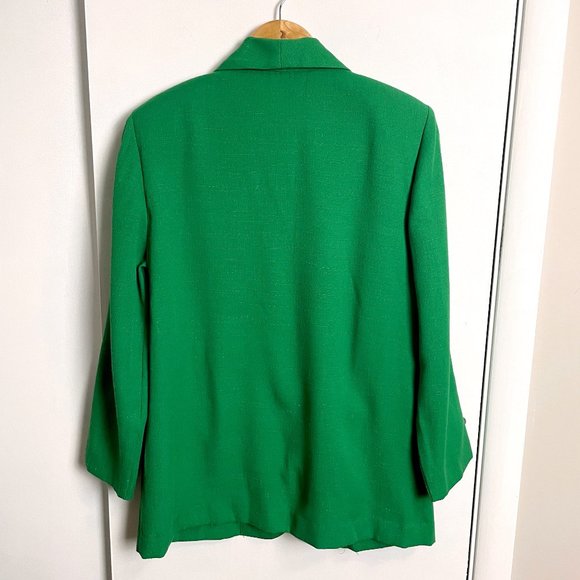 Oversized emerald green blazer with shawl collar - size 12P - Picture 6 of 9